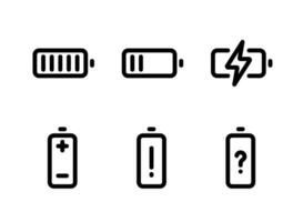 conjunto simple de iconos de línea vectorial relacionados con la batería. vector