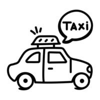 Hand drawn icon of taxi in vector format