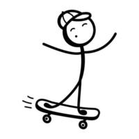 Get your hands on this doodle icon of skating vector