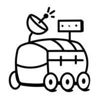 Skillfully crafted doodle icon of lunar rover vector