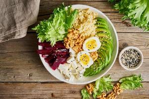 Buddha bowl, balanced food, vegetarian menu. photo