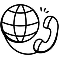 A well-designed doodle icon of international call vector