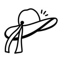 Premium hand drawn icon of beach hat vector