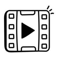 A handy doodle icon of video reel vector