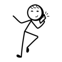 Stick figure with open arms, hand drawn icon of chill vector