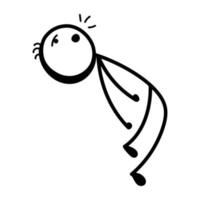 Stick figure enjoy dancing, hand drawn icon vector