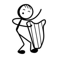 A beautifully designed doodle icon of harpist vector
