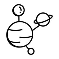 An editable doodle icon of moon orbit vector