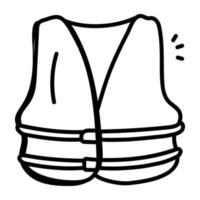 un ícono de chaqueta de seguridad en estilo dibujado a mano vector