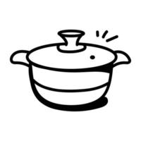 Get this editable doodle icon of cooking pot vector