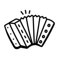 Musical instrument, doodle icon of accordion vector