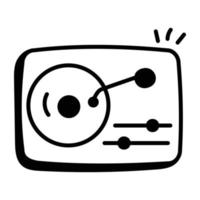 Record player, hand drawn icon of turntable vector