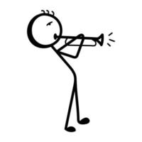 Trumpet player hand drawn icon in vector format