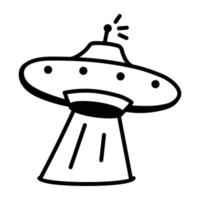 pon tus manos en el icono de doodle de abducción alienígena vector