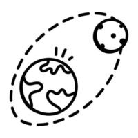 An editable doodle icon of moon orbit vector