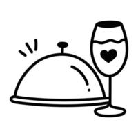 descargue el ícono premium del doodle de la cena romántica vector