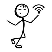 Check out doodle icon of wifi user vector