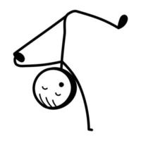 Stick figure enjoy dancing, hand drawn icon vector