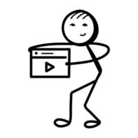 Get your hands on this doodle icon of play video vector