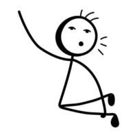 Stick figure enjoy dancing, hand drawn icon vector