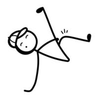 Stick figure enjoy dancing, hand drawn icon vector