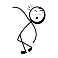 Stick figure enjoy dancing, hand drawn icon vector