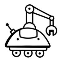 A scalable hand drawn icon of moon rover vector