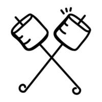 Check this premium doodle icon of roast marshmallows vector