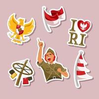 Indonesia Independence Day Celebration Sticker Collection vector