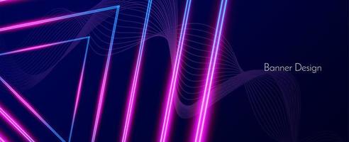 Abstract geometric neon lines illustration banner pattern background vector