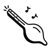 Pungi flute hand drawn icon, customizable design vector