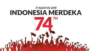 17 August. Indonesia Happy Independence Day greeting card, banner, and texture background logo. - Vector