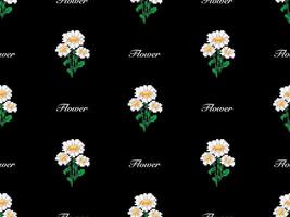 Flower cartoon character seamless pattern on black background.Pixel style vector