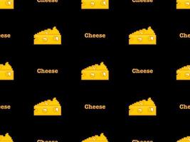 Cheese cartoon character seamless pattern on black background.Pixel style vector