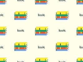 Book cartoon character seamless pattern on yellow background.Pixel style vector