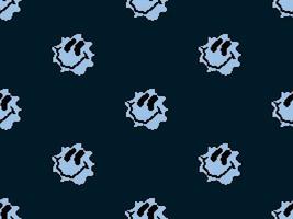 Smile cartoon character seamless pattern on blue background.Pixel style vector