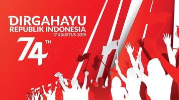 17 de agosto indonesia feliz día de la independencia tarjeta de felicitación, pancarta y logotipo de fondo de textura. - vectores