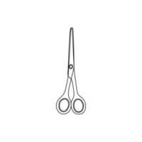 The outline of the scissors, simple line, a sketch in a doodle hand-drawn style. vector