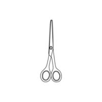 The outline of the scissors, simple line, a sketch in a doodle hand-drawn style. vector