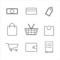 conjunto de iconos de compras de diseño plano vector