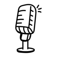 An icon of microphone in hand drawn style vector