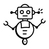 An icon of space robot in hand drawn style vector