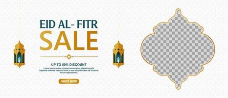Eid Festival Offer Banner Design Template with photo collage. Suitable for Web Header, Banner Design and Online Advertising.