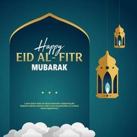 Eid Mubarak Square Banner Template. Vector illustration suitable for  Greeting Cards, Social Media Post, Posters, Event, and etc.