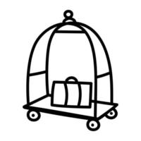 A handy doodle icon of hotel trolley vector