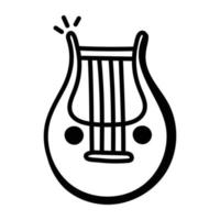 Grab this amazing doodle icon of medieval harp vector