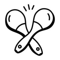 A well-designed hand drawn icon of maracas vector