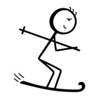 A handy doodle icon of ice skiing stick figure vector