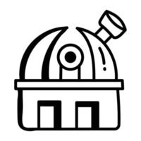 Space observation post building, hand drawn icon vector