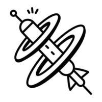 An editable hand drawn icon of spy satellite vector